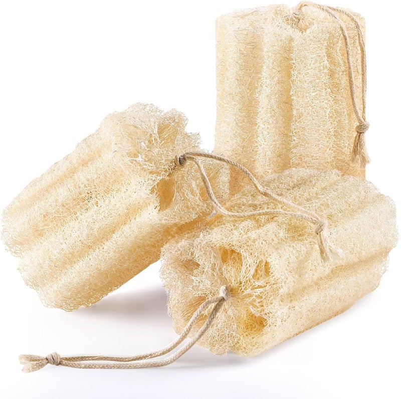 RIYNIBIY 3PCS Egyptian Natural Loofah Exfoliating Body Scrubber, Natural Real Egyptian Loofah Sponge Bath & Shower Scrub exfoliating loofah for Women and Men, Luffa Sponges for Face, Back & Body - Image 1